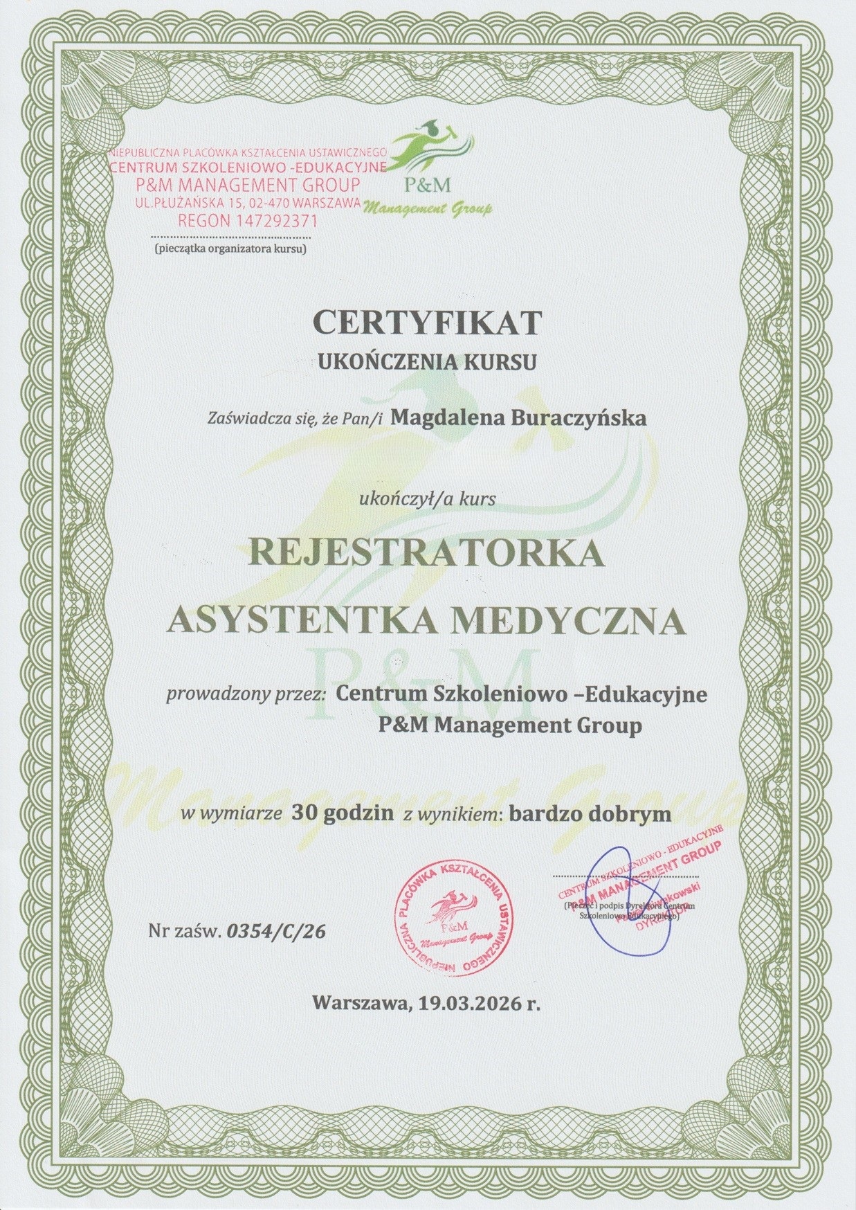 Dyplom Asystentka Medyczna